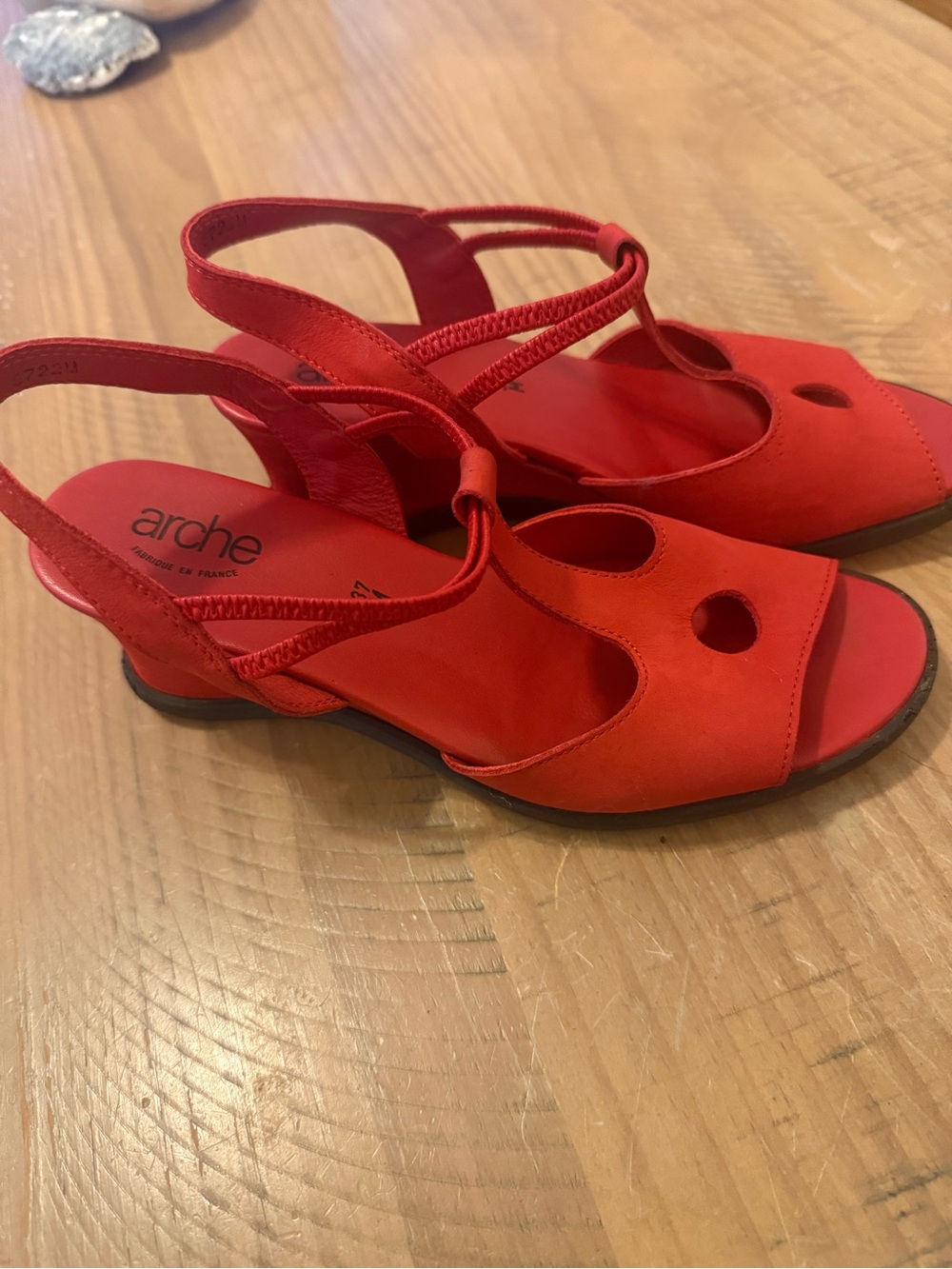 Arche Red Cutout Slingback Sandals